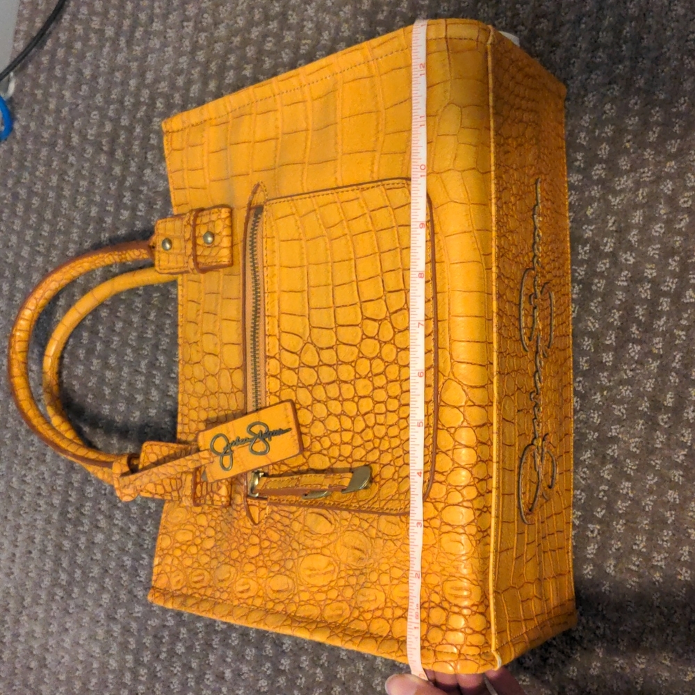 Jessica Simpson Yellow Croc-Embossed Satchel - Picture 8 of 11